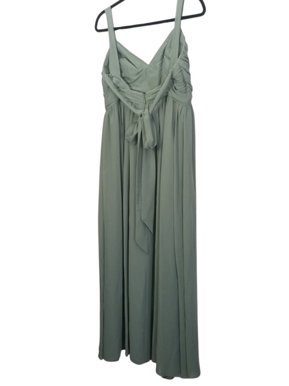 Azazie Aziza Matcha A-line V-Neck Pleated Chiffon Women's Bridesmaid Sz 14 - Picture 3 of 11